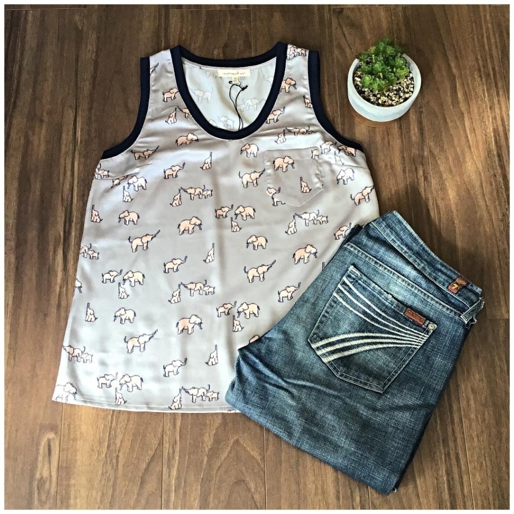 LAST☝️❗CURRENT AIR Anthro Silver Grey Elephant Top - Picture 3 of 7